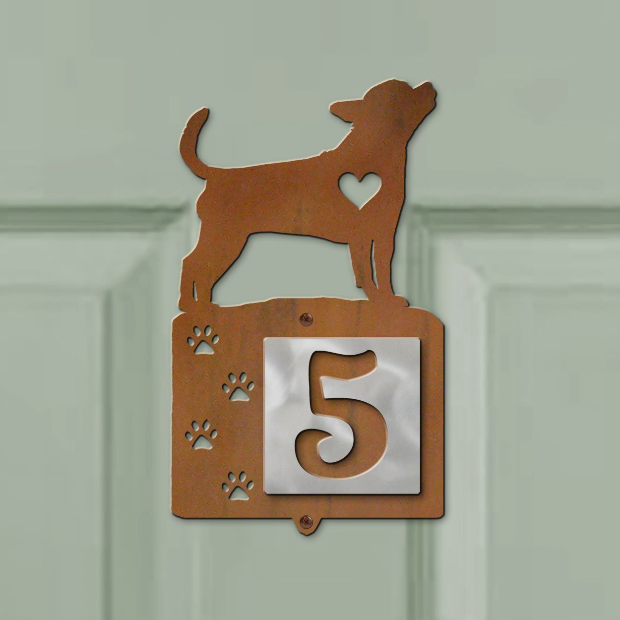 606171 - Chihuahua Nose Prints One-Digit Rustic Tile Door Number