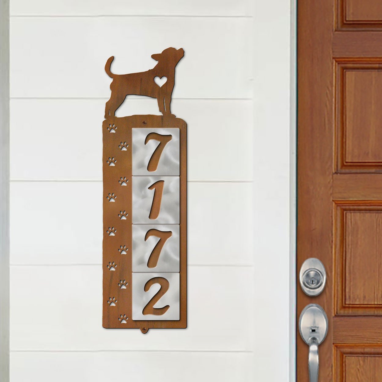 606174 - Chihuahua Nose Prints 4-Digit Vertical Tile House Numbers