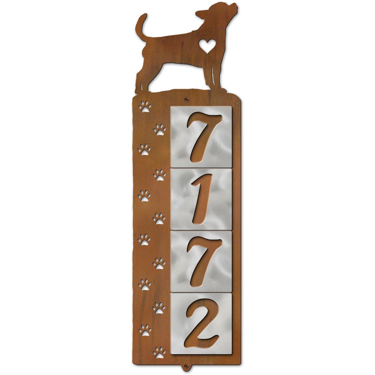 606174 - Chihuahua Dog Tracks 4-Digit Vertical House Numbers