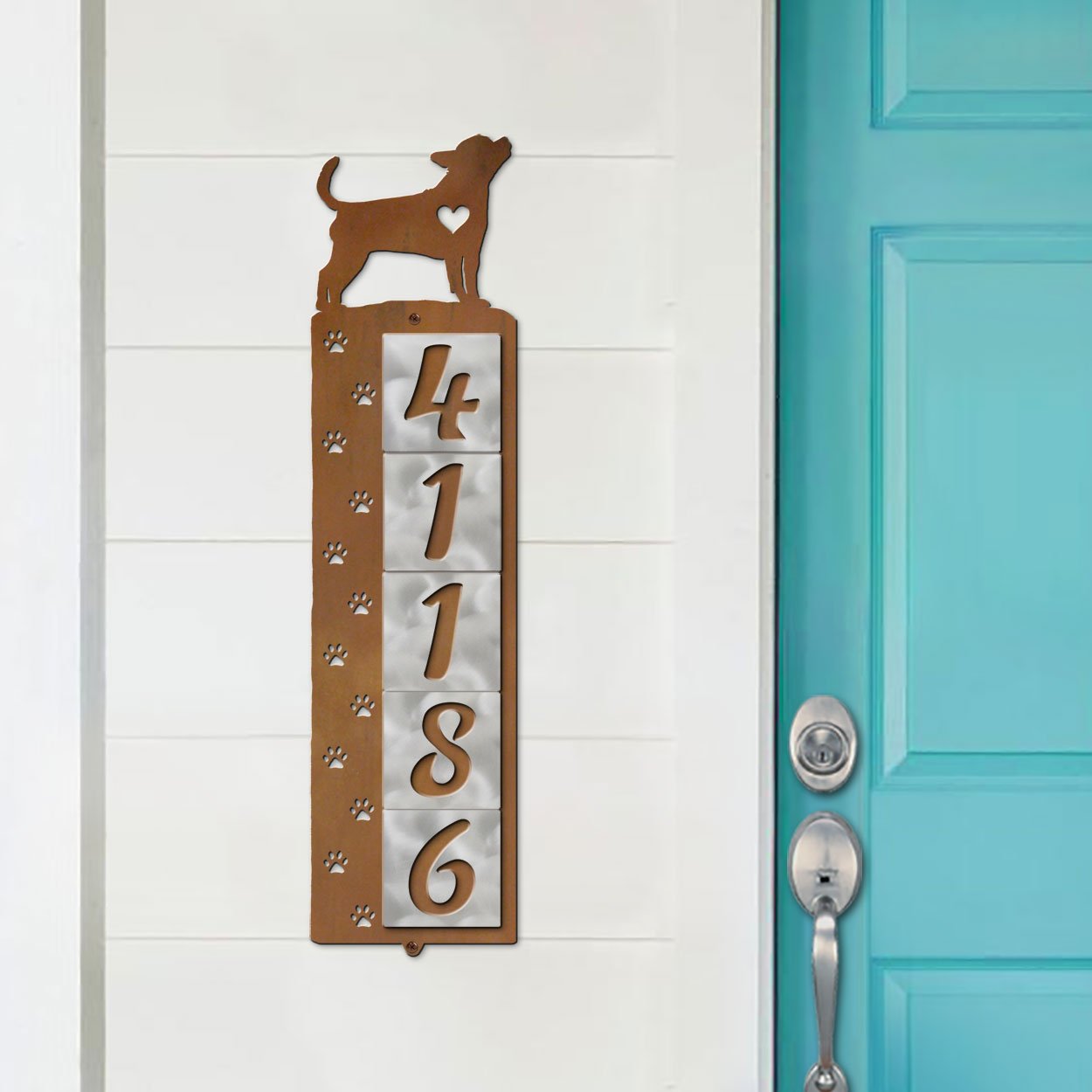 606175 - Chihuahua Nose Prints 5-Digit Vertical Tile House Numbers