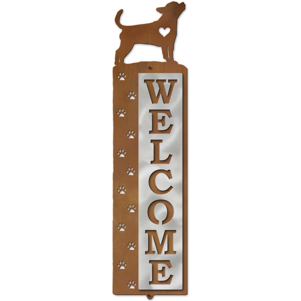 606178 - Chihuahua Dog Tracks Metal Art Vertical Welcome Sign