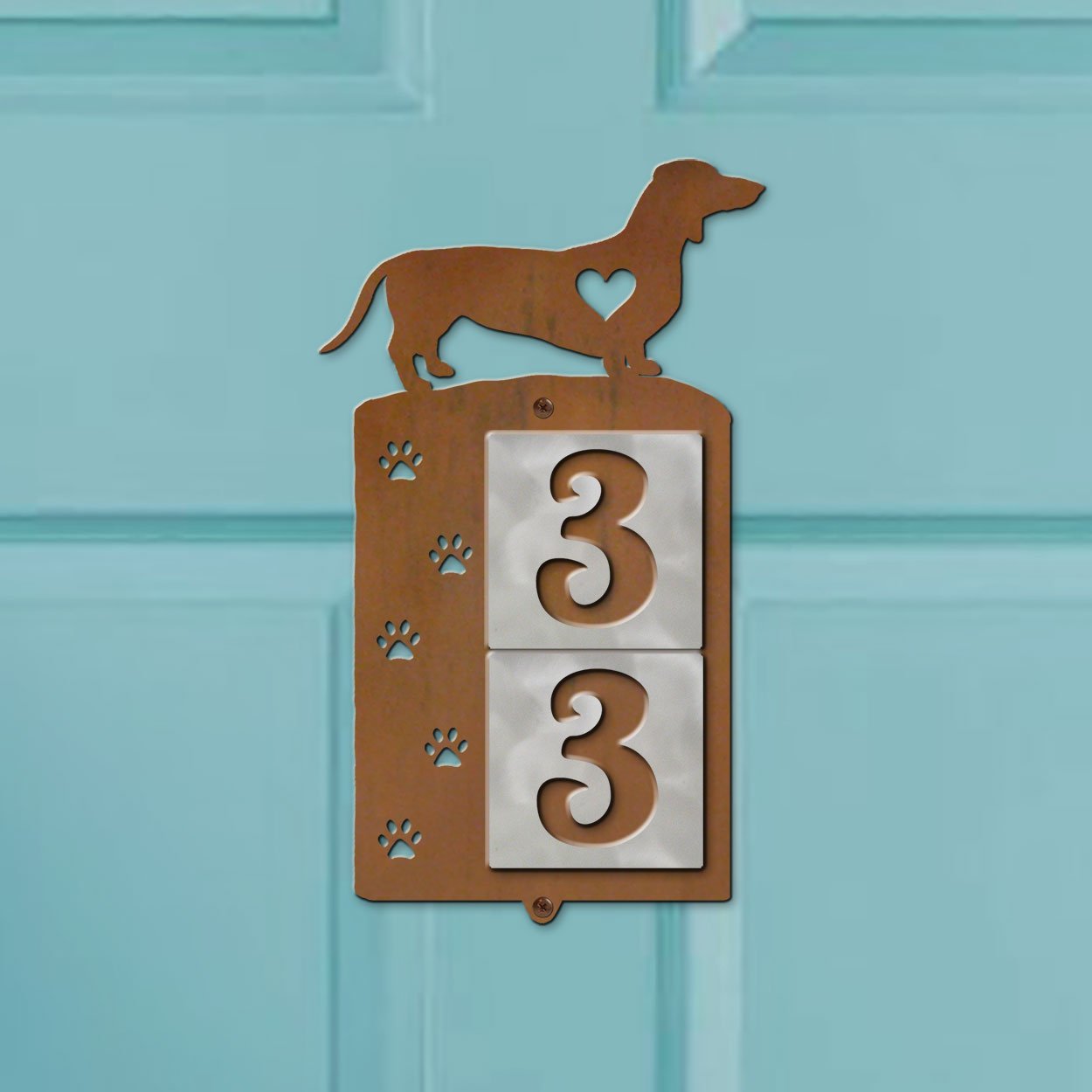 606182 - Dachshund Nose Prints 2-Digit Vertical Tile Apartment Numbers