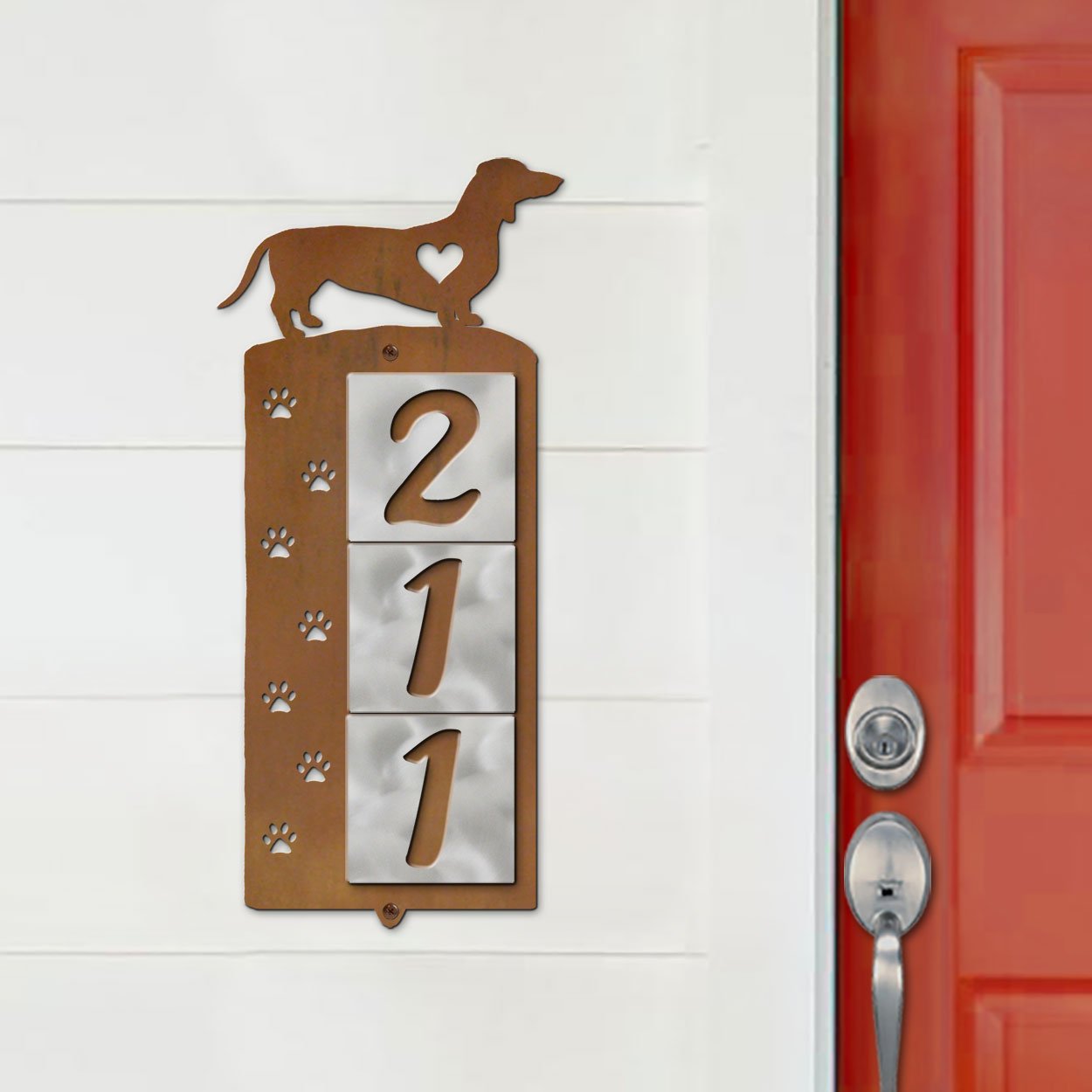 606183 - Dachshund Nose Prints 3-Digit Vertical Tile House Numbers