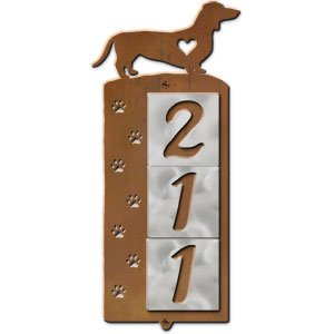 606183 - Dachshund Nose Prints 3-Digit Vertical Tile House Numbers