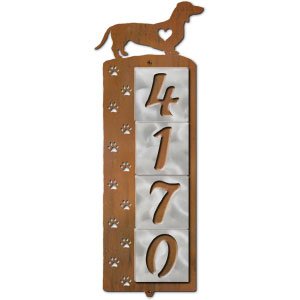 606184 - Dachshund Nose Prints 4-Digit Vertical Tile House Numbers