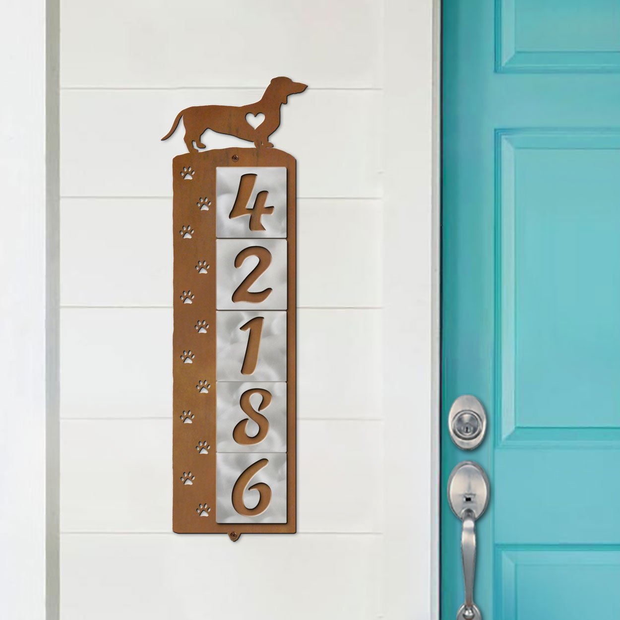 606185 - Dachshund Nose Prints 5-Digit Vertical Tile House Numbers