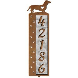 606185 - Dachshund Nose Prints 5-Digit Vertical Tile House Numbers