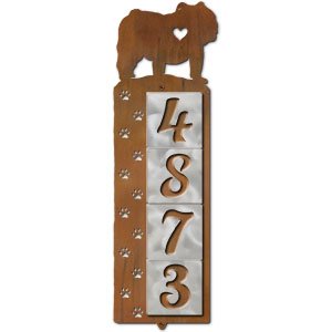 606204 - English Bulldog Nose Prints 4-Digit Vertical Tile House Numbers