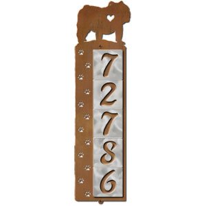 606205 - English Bulldog Nose Prints 5-Digit Vertical Tile House Numbers