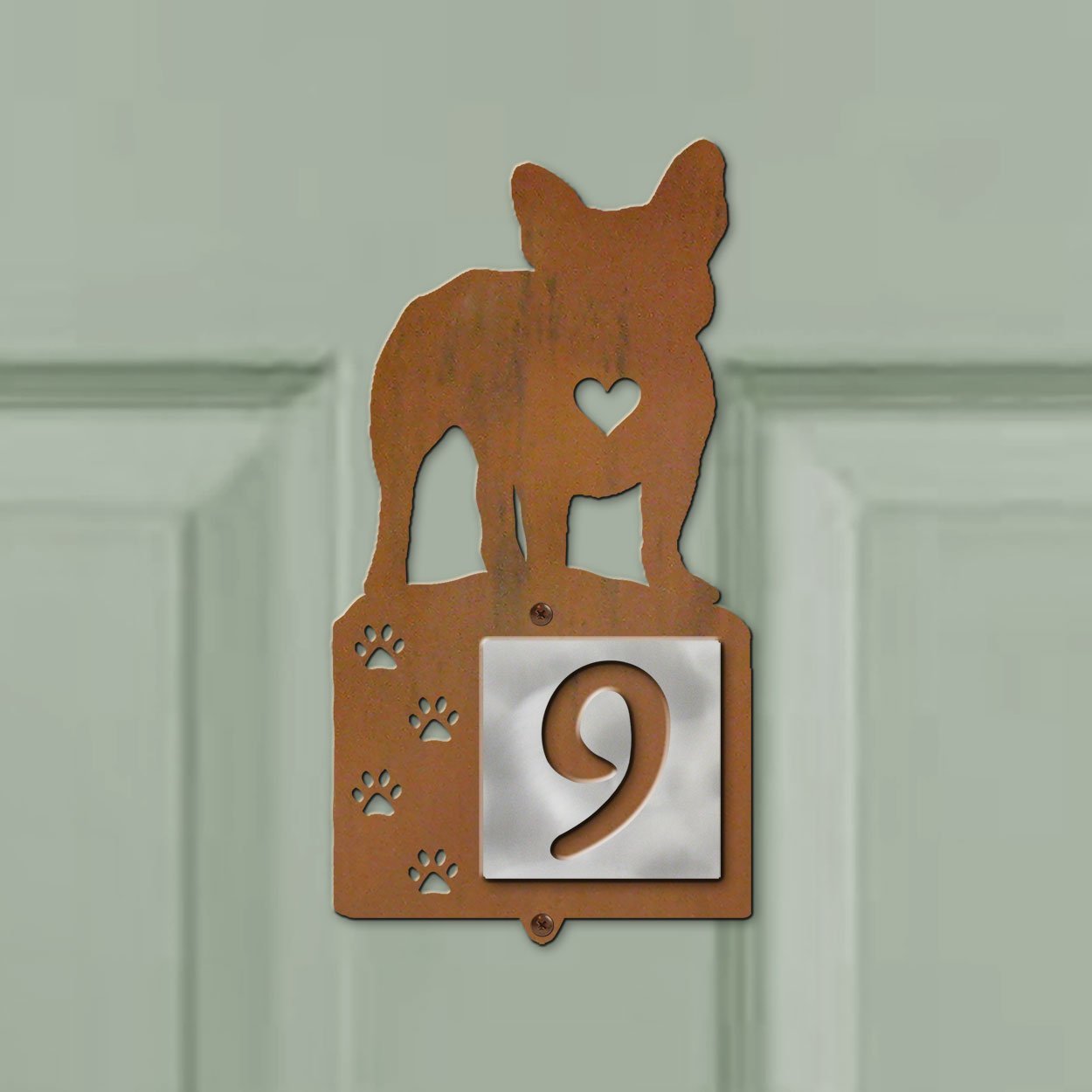 606211 - French Bulldog Nose Prints One-Digit Rustic Tile Door Number