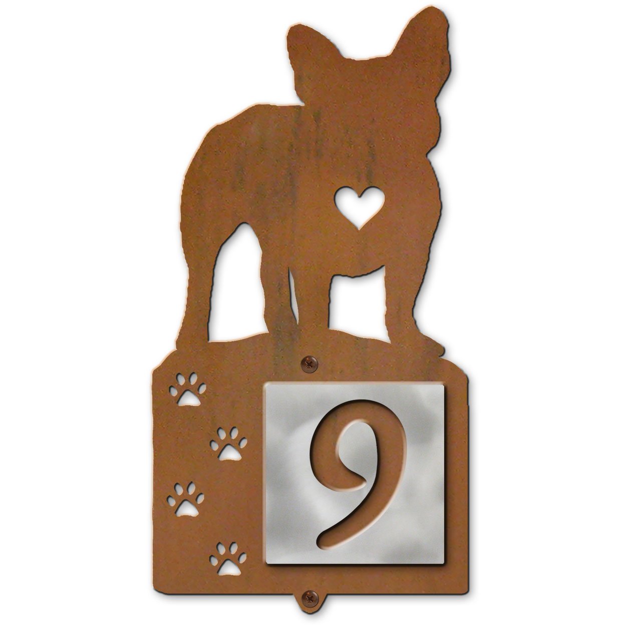 606211 - French Bulldog Dog Tracks Single-Digit Metal Tile House Number