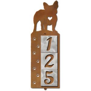 606213 - French Bulldog Nose Prints 3-Digit Vertical Tile House Numbers