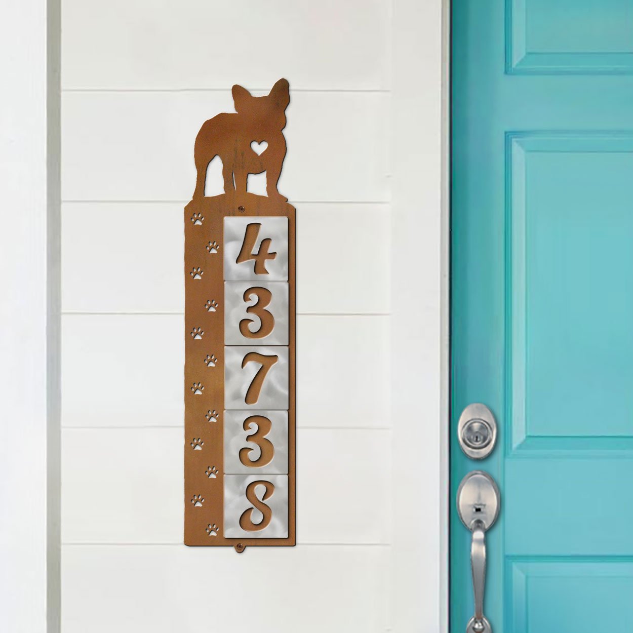606215 - French Bulldog Nose Prints 5-Digit Vertical Tile House Numbers
