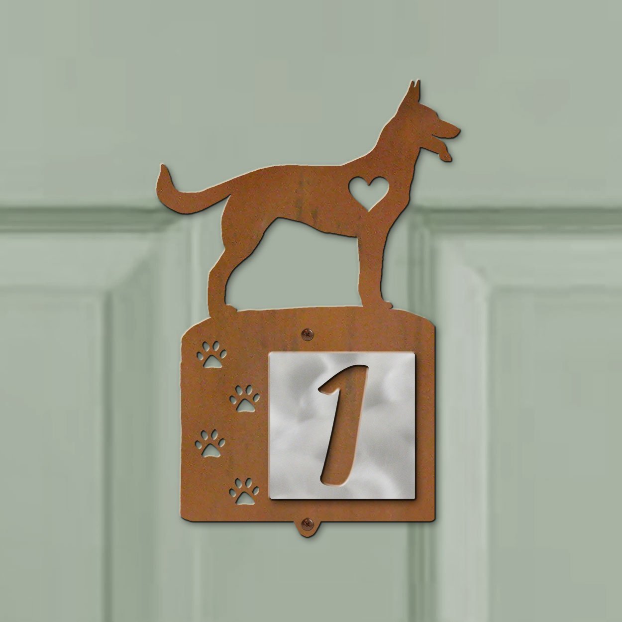 606221 - German Shepherd Nose Prints One-Digit Rustic Tile Door Number
