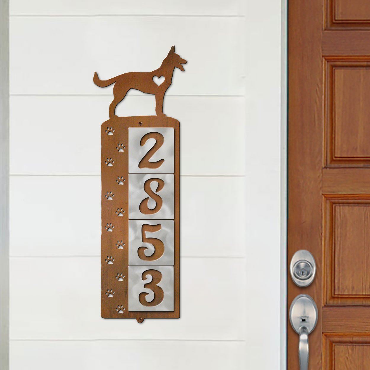 606224 - German Shepherd Nose Prints 4-Digit Vertical Tile House Numbers