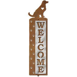 606238 - Golden Retriever Nose Prints Polished Steel on Rust Welcome Sign