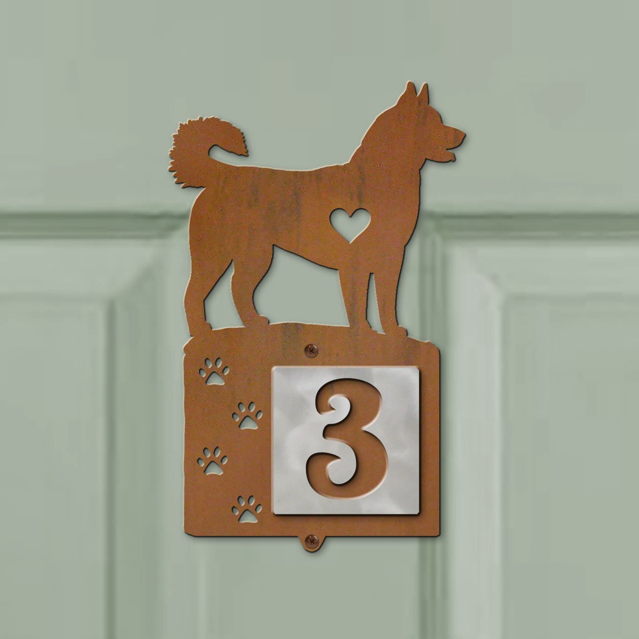 606241 - Husky Nose Prints One-Digit Rustic Tile Door Number
