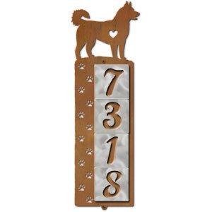 606244 - Husky Nose Prints 4-Digit Vertical Tile House Numbers