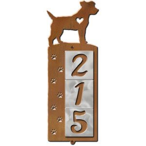 606253 - Jack Russell Nose Prints 3-Digit Vertical Tile House Numbers