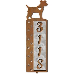 606254 - Jack Russell Nose Prints 4-Digit Vertical Tile House Numbers