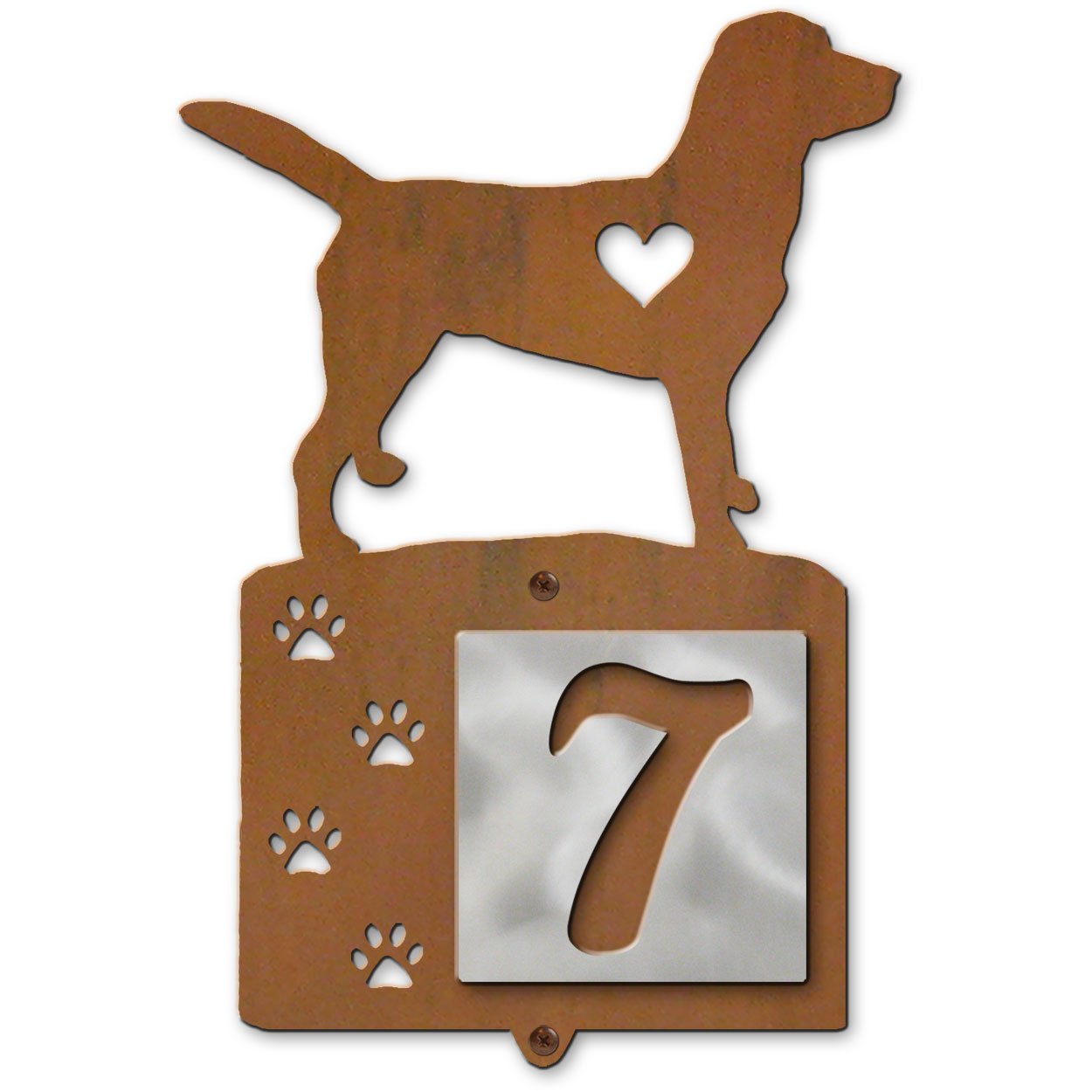 606261 - Labrador Retriever Dog Tracks Single-Digit Metal Tile House Number