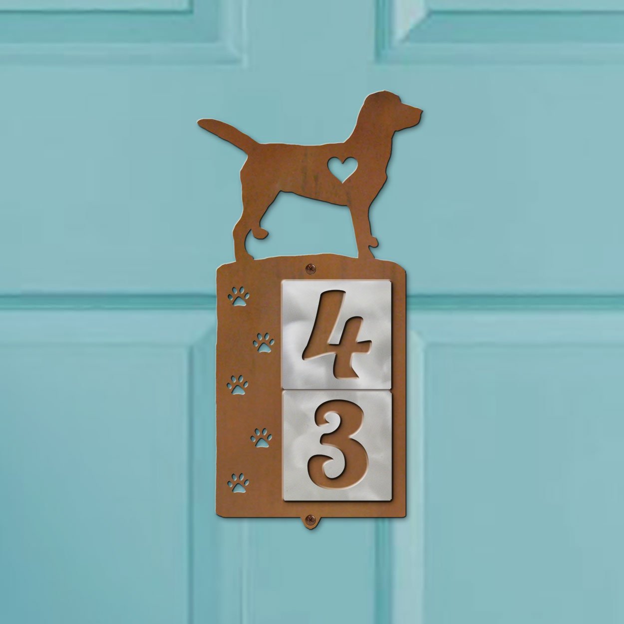 606262 - Labrador Nose Prints 2-Digit Vertical Tile Apartment Numbers