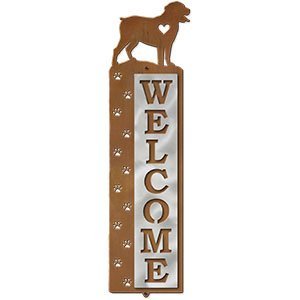 606318 - Rottweiler Nose Prints Polished Steel on Rust Welcome Sign