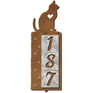 606363 - Cat Tracks Design 3-Digit Vertical Tile House Numbers