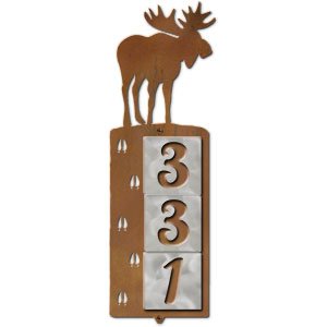 606383 - Moose Tracks Design 3-Digit Vertical Tile House Numbers