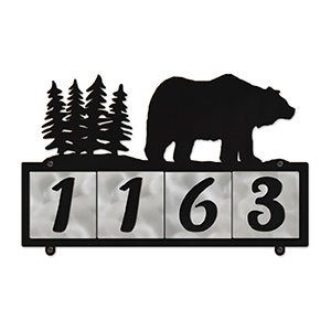 607024 - Bear in the Woods Design 4-Digit Horizontal 4-inch Tile Outdoor House Numbers