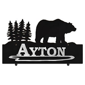 607027 - Bear in the Woods Design Horizontal Metal Custom Name Wall Art