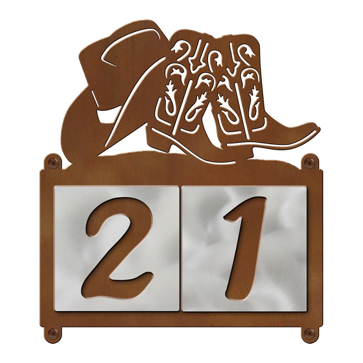 607032 - Hat and Boots 2-Digit Horizontal 4in Tile House Numbers