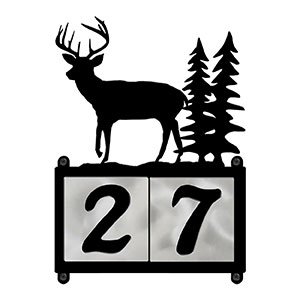 607062 - Deer Buck and Doe Design 2-Digit Horizontal 4-inch Tile Outdoor House Numbers