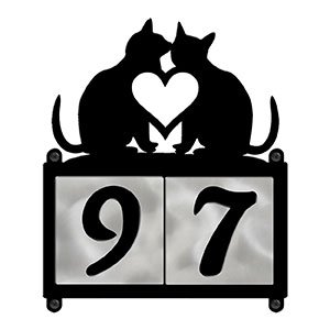 607202 - Two Cats in Love Design 2-Digit Horizontal 4-inch Tile Outdoor House Numbers