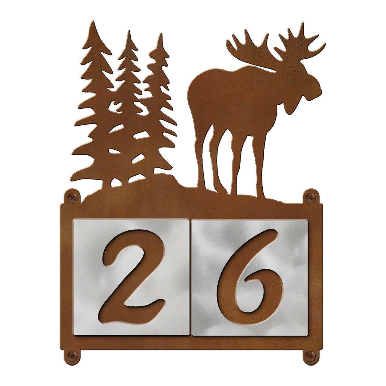 607212 - Moose Scene 2-Digit Horizontal 4in Tile House Numbers