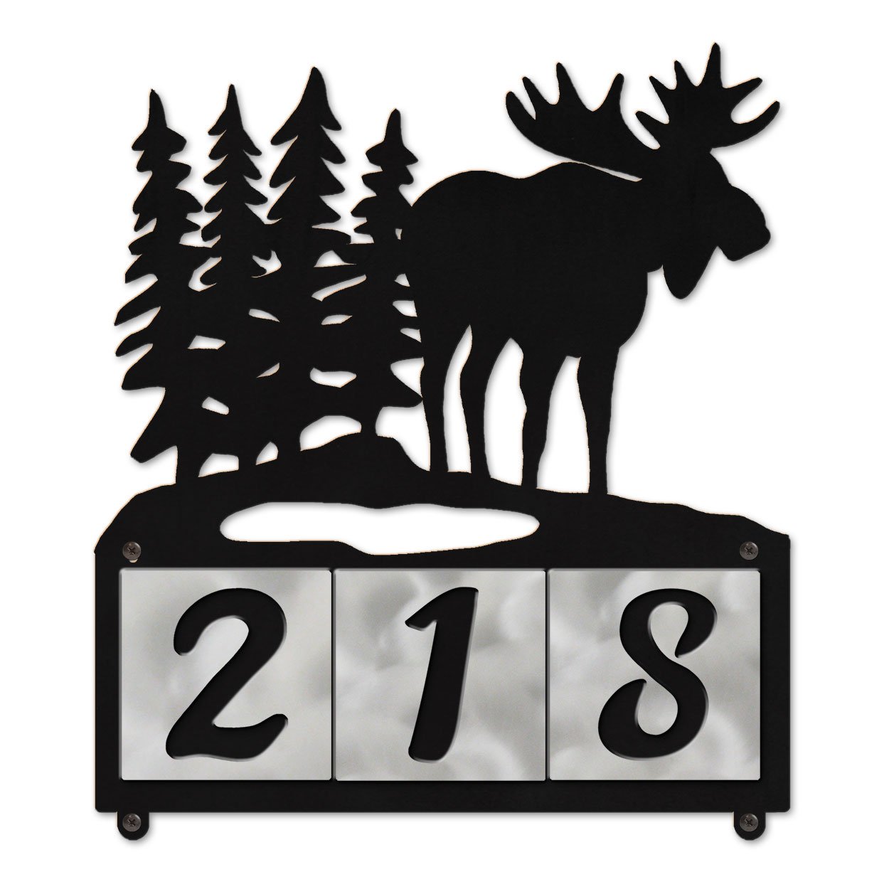 607213 - Moose Scene 3-Digit Horizontal 4in Tile House Numbers