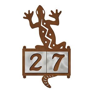 607232 - S-Shaped Southwest Lizard Design 2-Digit Horizontal 4-inch Tile Outdoor House Numbers