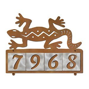 607234 - S-Shaped Southwest Lizard Design 4-Digit Horizontal 4-inch Tile Outdoor House Numbers