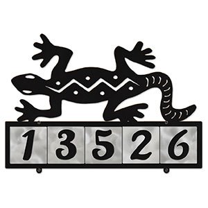 607235 - S-Shaped Southwest Lizard Design 5-Digit Horizontal 4-inch Tile Outdoor House Numbers