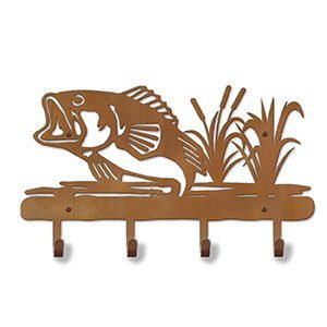 608001 - 18in Jumping Bass in Reeds Design Metal Coat and Hat Hooks