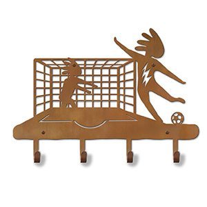 608191 - 18in Kokopelli Soccer Player and Goalie Design Metal Coat and Hat Hooks