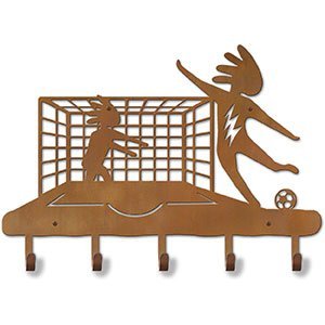 608192 - 24in Kokopelli Soccer Player and Goalie Design Metal Coat and Hat Hooks