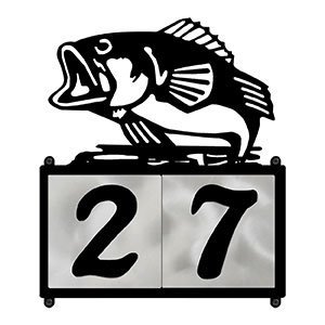 609002 - XL Jumping Bass in Reeds Design 2-Digit Horizontal 6in Tile Outdoor House Numbers
