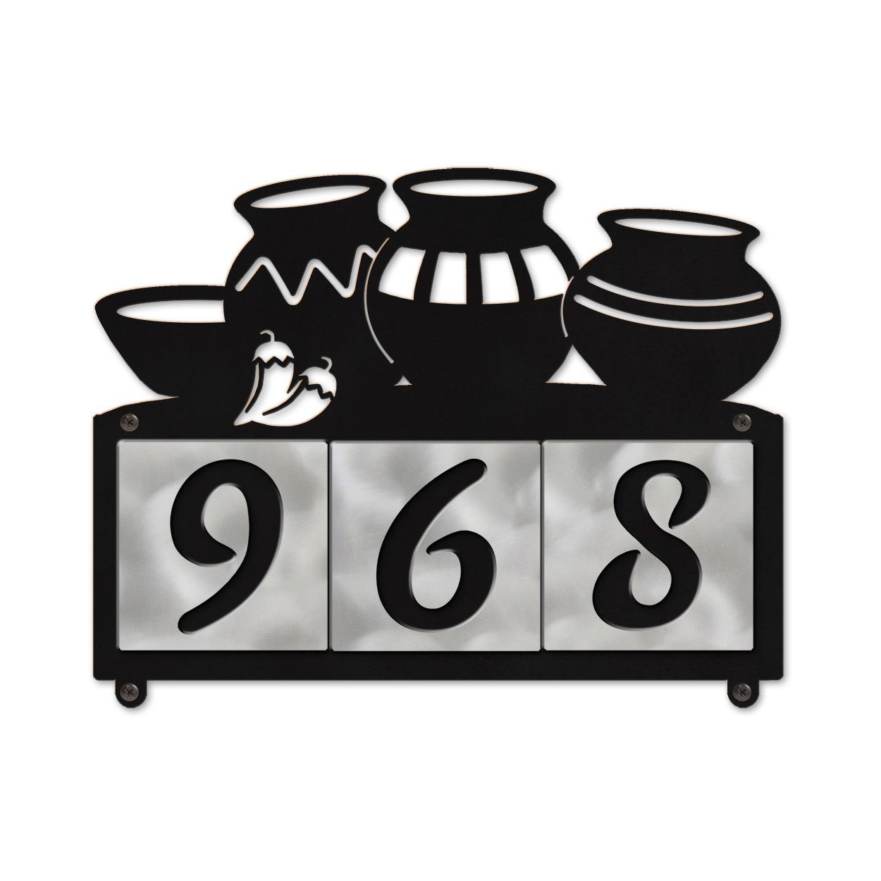 609053 - Chili Pots 3-Digit Horizontal 6in Tile House Numbers
