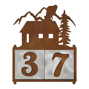 609072 - XL Cabin in the Woods Design 2-Digit Horizontal 6in Tile Outdoor House Numbers