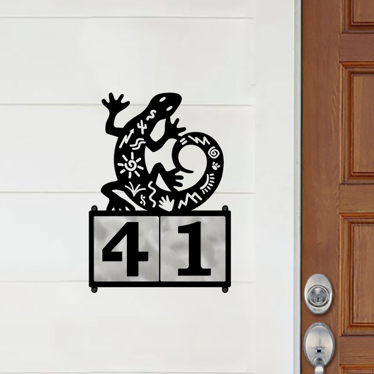 609092 - XL Petroglyph Lizard Design 2-Digit Horizontal 6in Tile Outdoor House Numbers