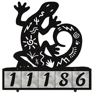 609095 - XL Petroglyph Lizard Design 5-Digit Horizontal 6in Tile Outdoor House Numbers