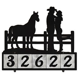 609115 - XL Cowboy Couple with Horse Design 5-Digit Horizontal 6in Tile Outdoor House Numbers