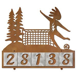 609185 - XL Kokopelli Lone Soccer Player Design 5-Digit Horizontal 6in Tile Outdoor House Numbers