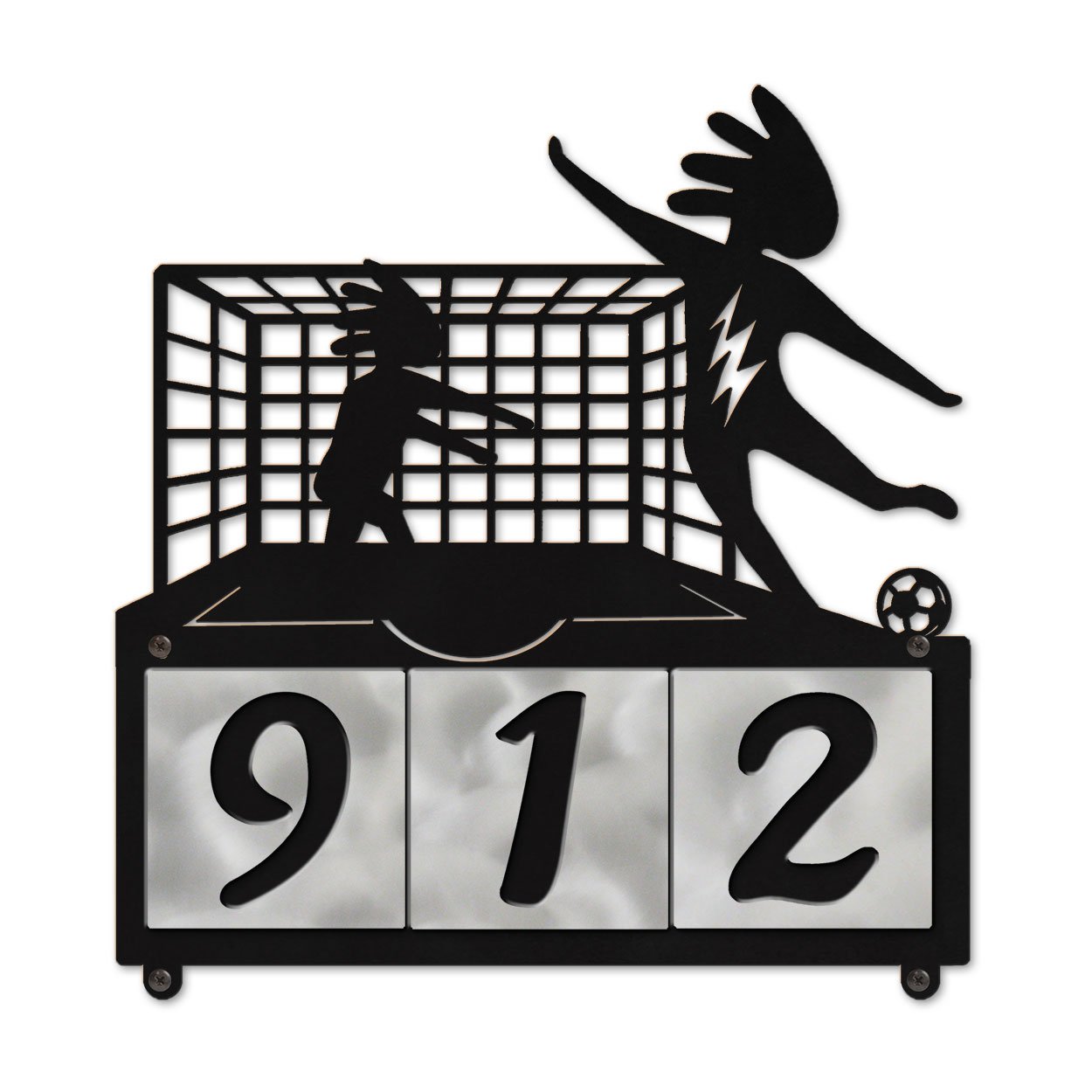 609193 - Kokopelli Soccer 2 3-Digit Horizontal 6in Tile House Numbers